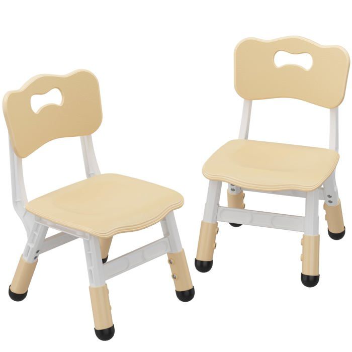 Lot 2 chaises enfants plastique hauteur 3 niveaux réglable 2-6 ans garçons filles intérieur crèche classe maison