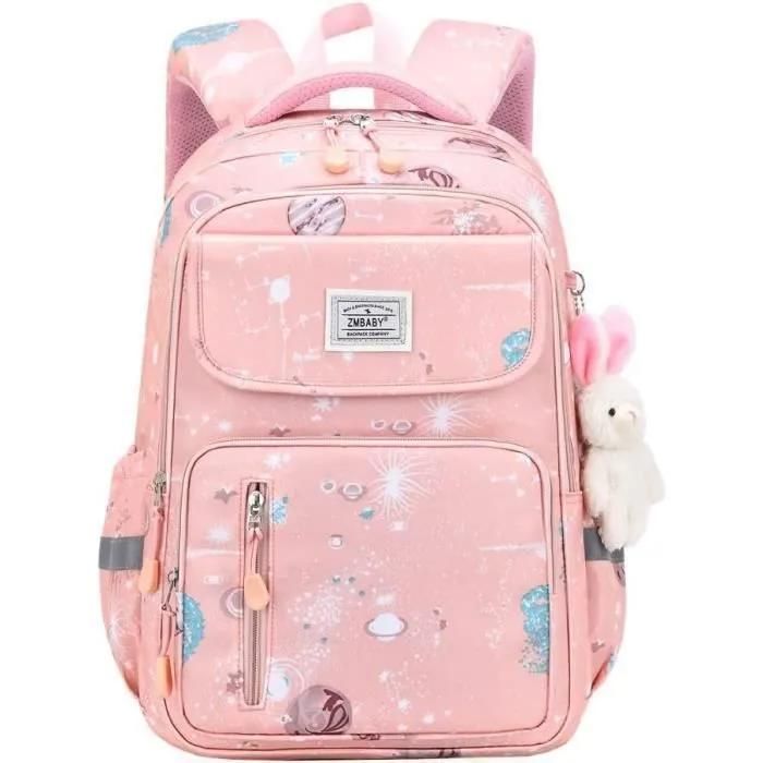 XJYDNCG Cartable Fille Primaire Sac À Dos Scolaire - 46x30x18cm - Motif Galaxie - Rose