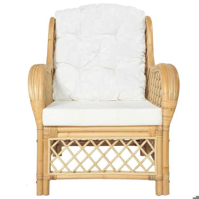 Canapé avec Coussin Blanc Crème 71 x 82 x 89 cm en Rotin naturel et lin avec entretien facile pour Salon 922140