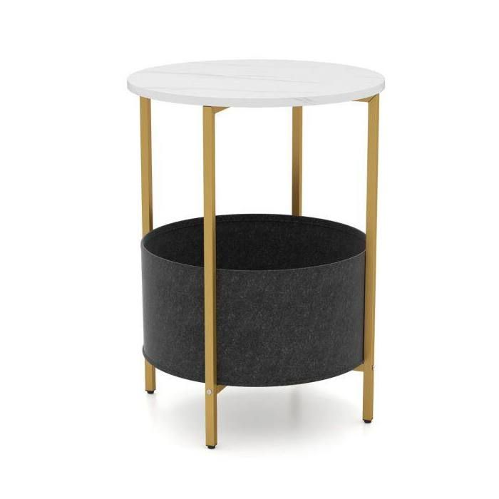 44 x 61 cm table dappoint ronde avec panier amovible bout de canapé pour chambre ou petit salon