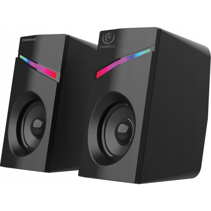 Altavoces Rebeltec Compacts 2.0 Klinke 3 5 mm USB avec LED RGB