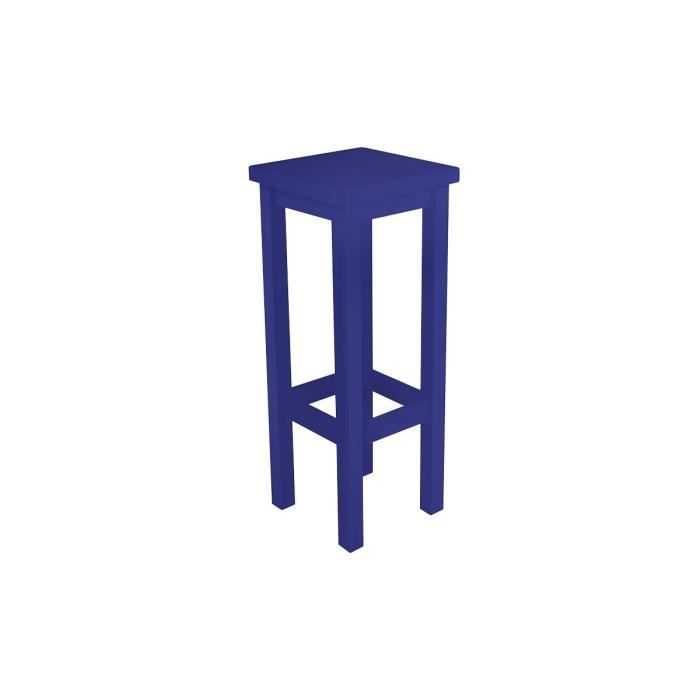 tabouret de bar droit bois - abc meubles - hauteur 80 cm - bleu foncé - bois massif
