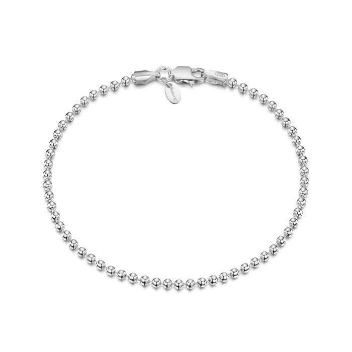 Amberta® Bijoux Longueur 18 19 cm Chaîne Argent 925/1000 Maille Diamantée Largeur 2 mm Bracelet