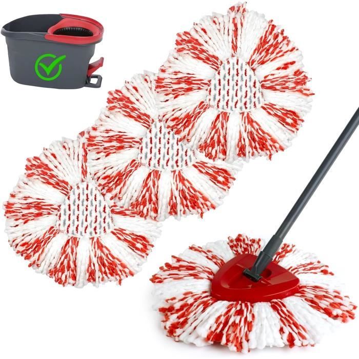 4 Recharges Serpillère Vileda Turbo 3 En 1 Microfibre - Kit Rotatif, Compatible Tous Systèmes D'Essorage