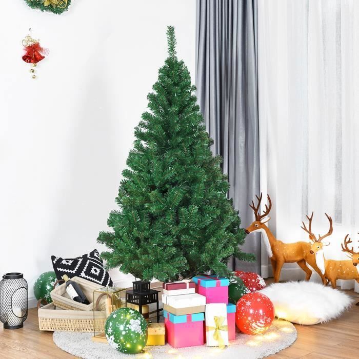 Sapin De Noël Artificiel DREAMADE 150-240cm - PVC, Pied Fer, Branches Luxuriantes (Blanc)