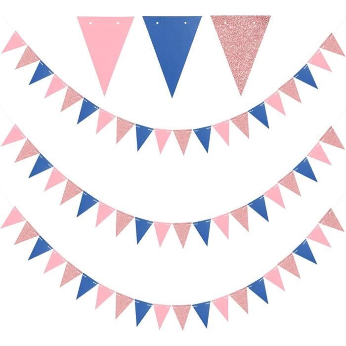 Andiker Guirlande De Fanions Triangulaires Pailletés Noir Et Doré 8m - Parfait Pour Anniversaire, Mariage, Remise De Diplôme Et Fêtes