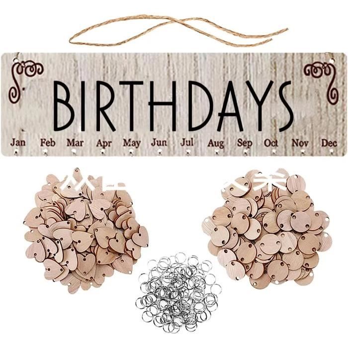 Calendrier En Bois Anniversaire - Plaque Familiale Personnalisable Avec Cœurs Et Disques
