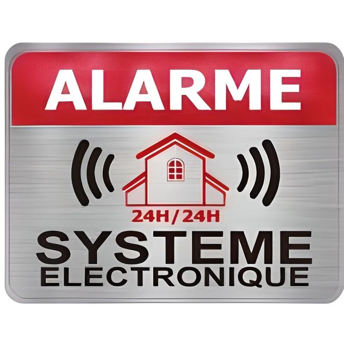 Autocollant alarme système électronique logo 771-2 imitation INOX lot de 12  stickers --2 - Taille : 4 cm