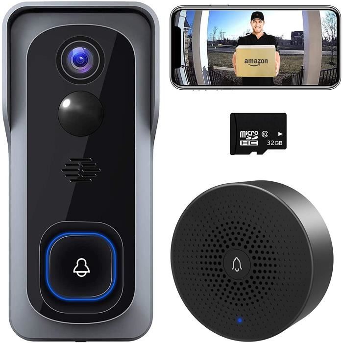 LAYO sonnette vidéo sans fil avec caméra vidéo Full HD, WiFi, IP65,  batterie rechargeable, communication avec smartphone avec l'application  Tuya, récepteur réseau de sonnerie inclus, 60 sonneries - Vente en ligne de