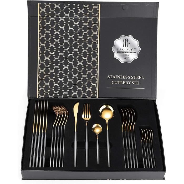 Service De Table 12 Personnes Set De Couverts Inox 36 Pièces Pour 6 Personnes - Poli Miroir - Lave-vaisselle - Maison/Restaurant Couvert Doré Pour Table