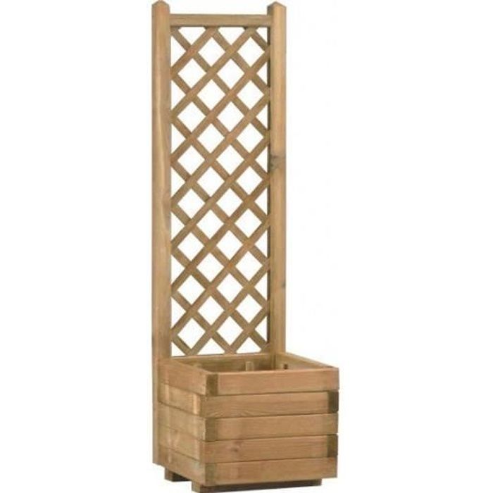 Jardinière lierre carrée en bois avec treillage droit - JARDIPOLYS - 30 L - Marron - Carré - 28 cm