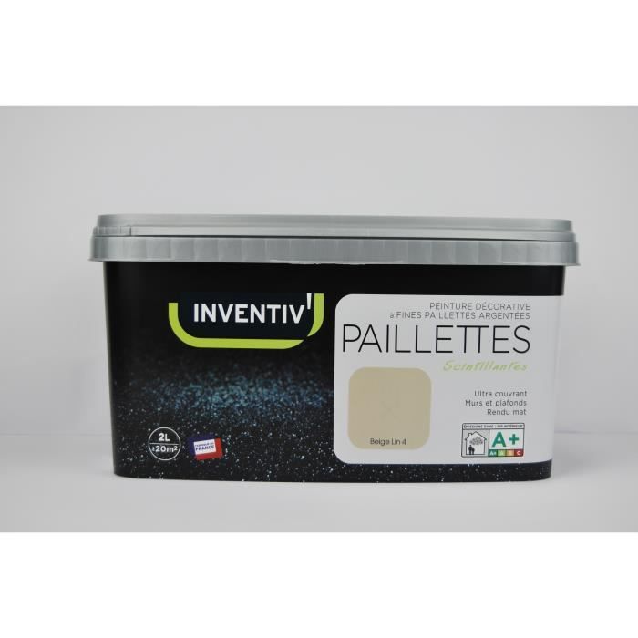 PEINTURE PAILLETEE BEIGE LIN 4 2L - Achat / Vente rouleau de peinture  Inventiv Peinture Pailletée - Cdiscount