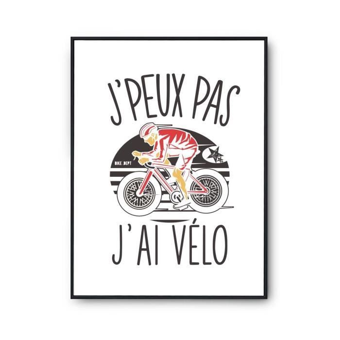 Affiche Cyclisme v lo j peux pas Blanc Premium Poster Humour
