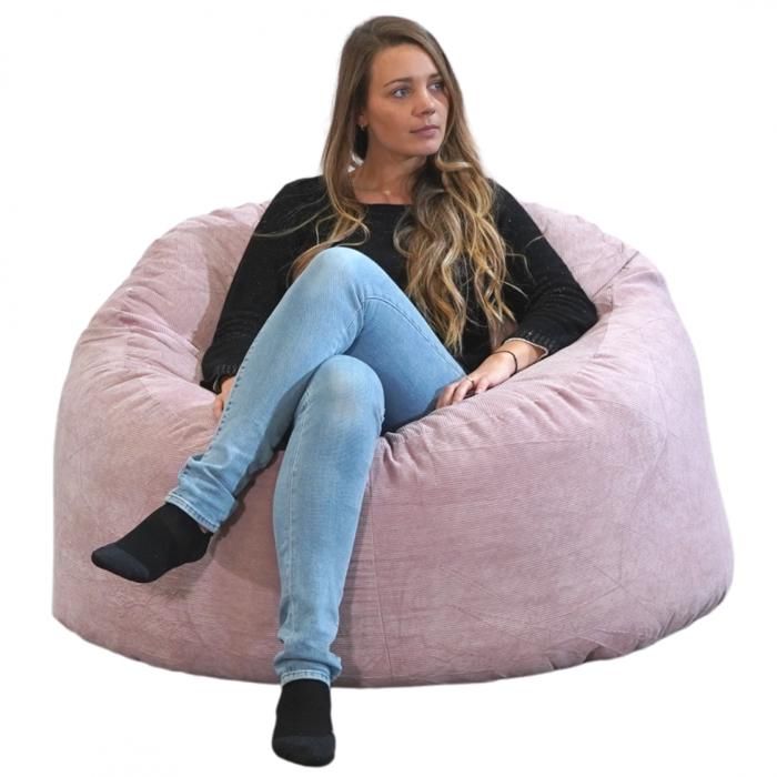 Pouf Velours Côtelé - 100 cm - Bananair - Rose Pouf Velours Côtelé - 100 cm - Bananair - Rose