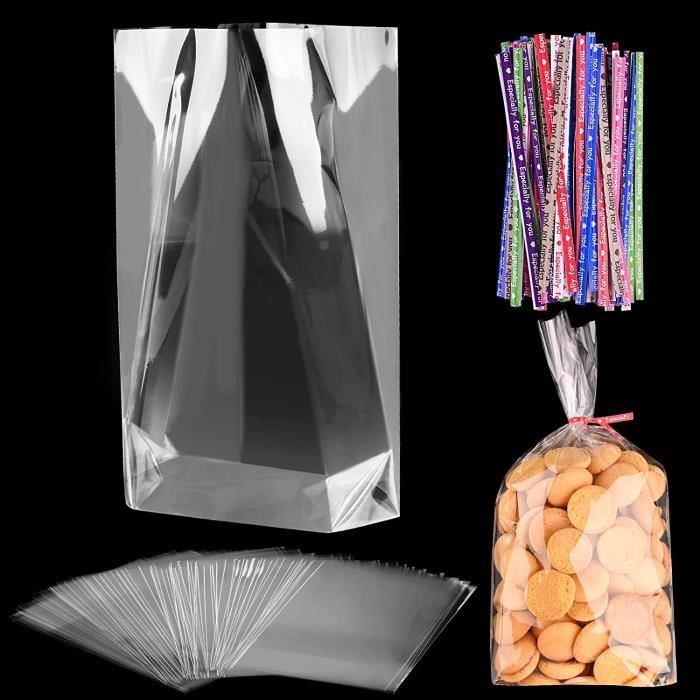 Sachet Transparent,400pcs Sac Cellophane Sac OPP Sachet Bonbon Sachets  Transparents pour Les Aliments Avec 800 liens torsadés [149] - Cdiscount  Maison