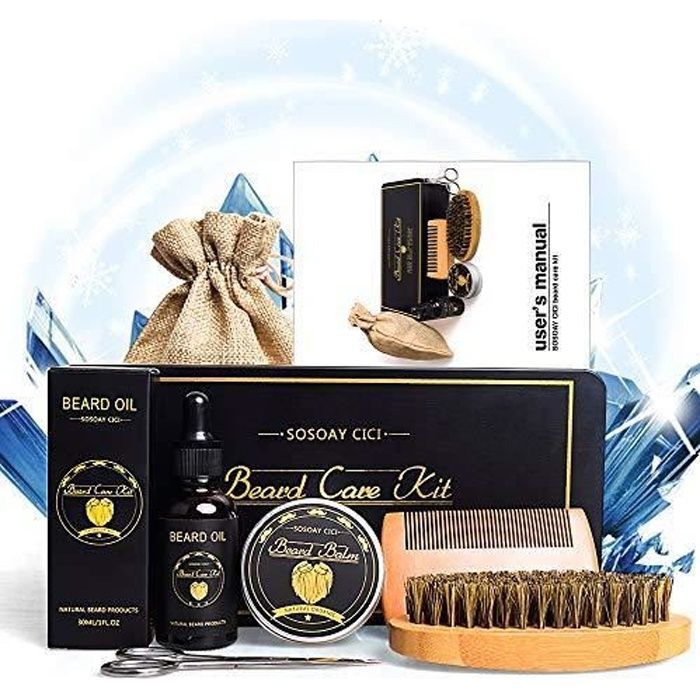 Kit Complet Pour Barbe - Avec Rouleau De Croissance, 10 Pièces, Parfum Menthol - Neuf