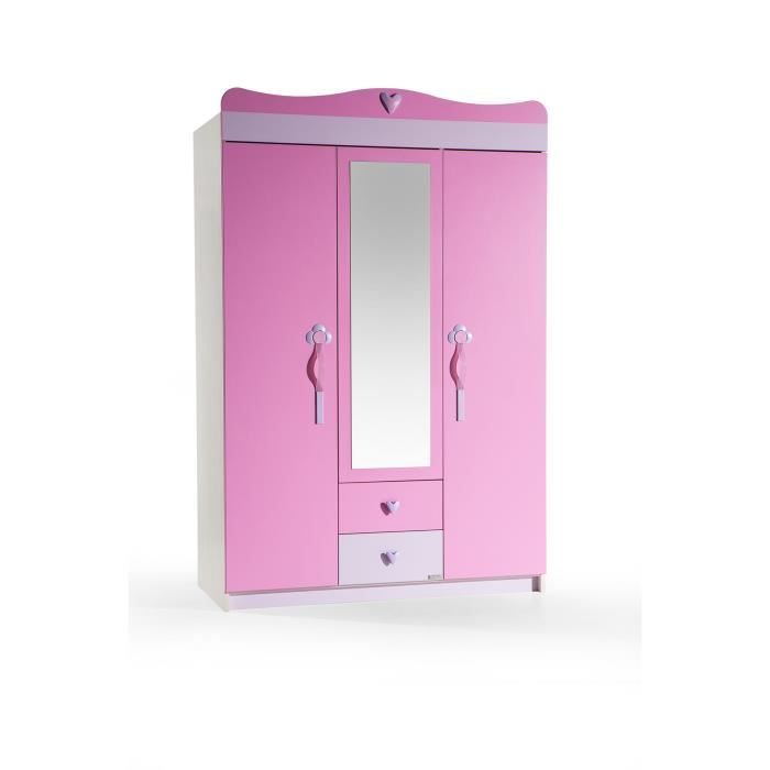 Armoire Enfant A 3 Portes Coloris Rose Achat Vente Armoire