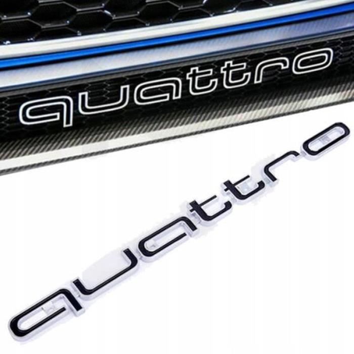 Emblème QUATTRO Signe Insigne Logo Grill Avant Noir Decoration Vehicule Adaptation Audi