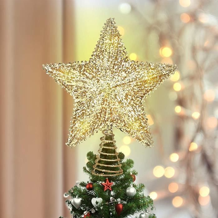 Étoile de Sapin de Noël, Etoile Lumineuse en Métal pour Treetop de