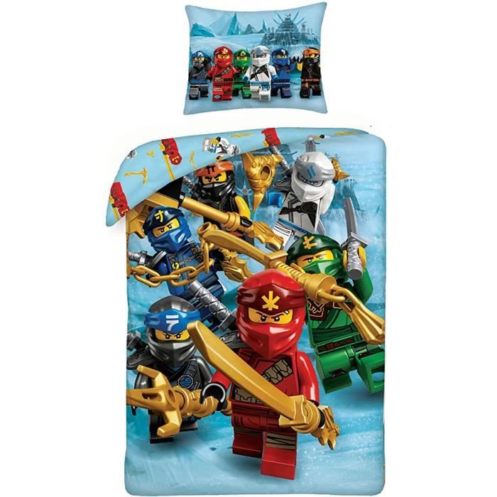 Lego Ninjago Parure De Lit En Coton Bleu Housses De Couette Adaptees A Tous Les Ages Decoration De Chambre De Noel 140x0cm 6051 Cdiscount Maison