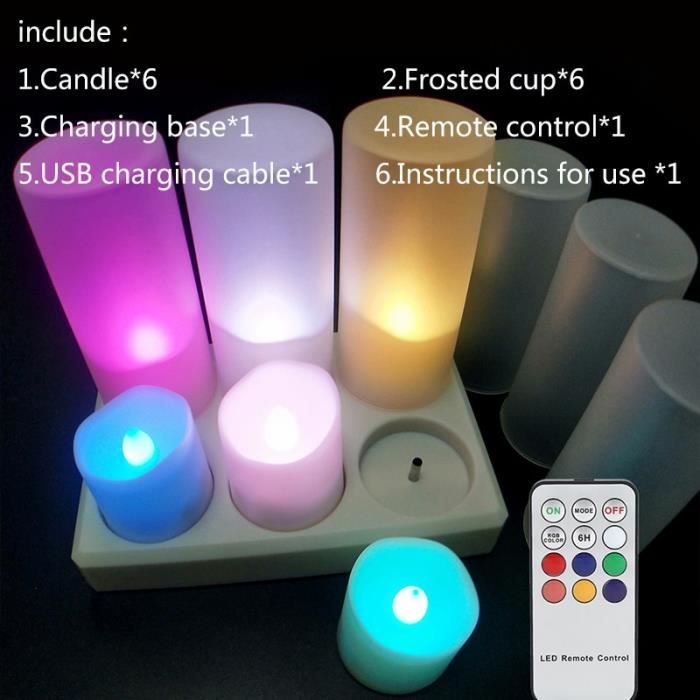 Bougies cylindriques - Bougies LED avec flamme mobile - Bougie LED vert  clair lot de 6