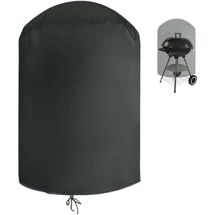 Housse Protection Brasero Ronde 61x68 Cm - Tissu Oxford 210D Imperméable, Avec Sangle Réglable - Couleur Noire - 10