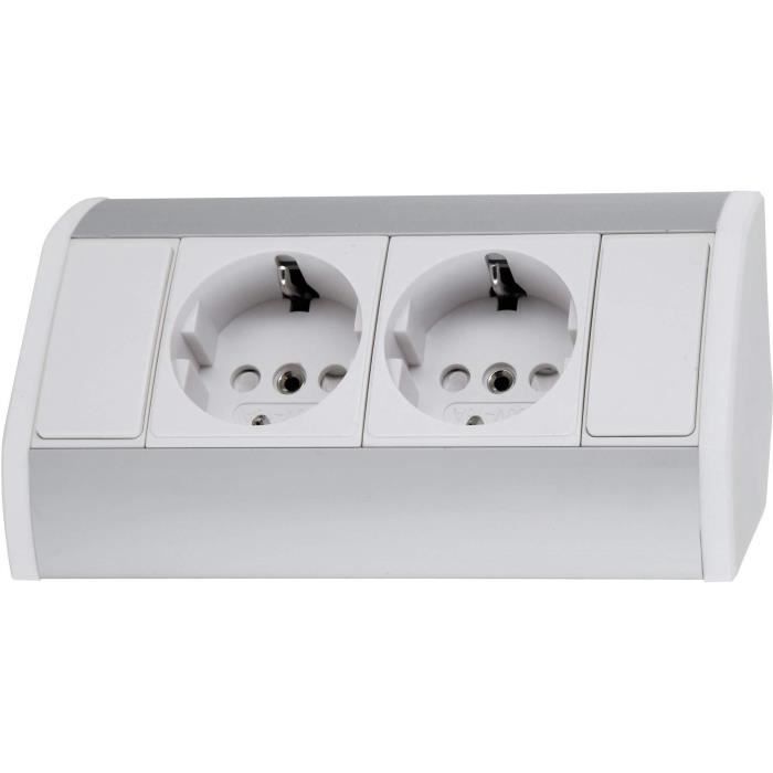 Multiprise Encastrable En Aluminium 2 Prises Horizontales Et Verticales 230 V 3680 W Blanc Argente Achat Vente Multiprise Multiprise Encastrable En Cdiscount