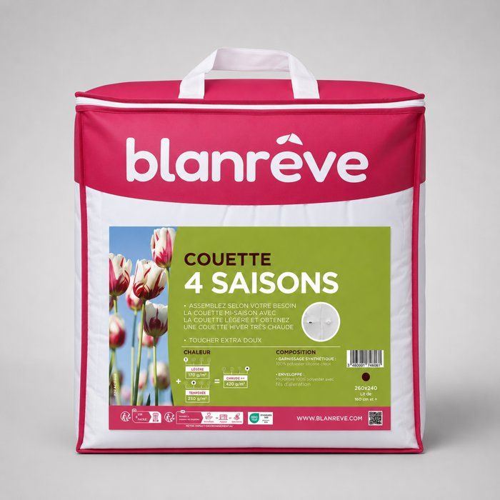 Couette 4 Saisons 420 gr/m² - BLANREVE - 200 x 200 cm - Blanc