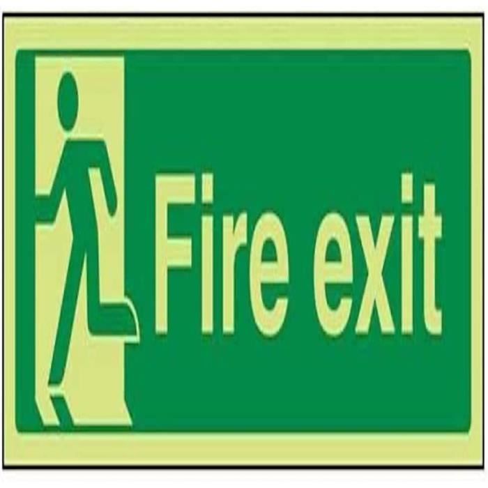 VSafety Brandschutzschild „Fire Exit Keep Clear“ – 300 X 100 Mm, Selbstklebend, Alu-Optik