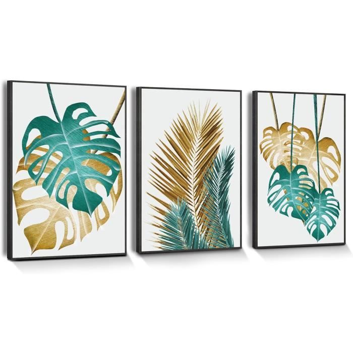 Lot De 3 Posters Marbre Noir Beige Doré - Tableaux Muraux Abstraits 40x60cm Sans Cadre Pour Salon