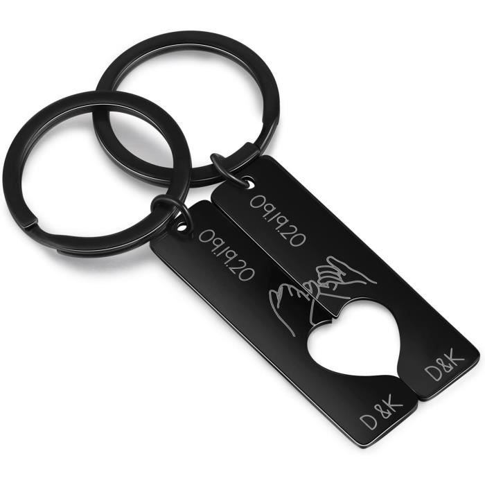 Porte-clés Photo Personnalisé Gravé - Acier Inoxydable - Cadeau Amour, Mariage, Famille, Anniversaire