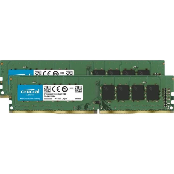 Crucial RAM CT2K16G4DFRA32A 32Go Kit (2x16Go) DDR4 3200MHz CL22 (ou 2933MHz  ou 2666MHz) Memoire de Bureau - Cdiscount Informatique