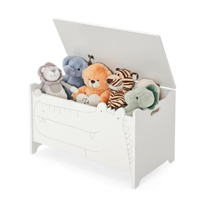 AIYAPLAY Coffre à Jouet Enfant, Coffre De Rangement Enfant Couvercle Rabattable Et Compartiment Ouvert 60x40x43cm Blanc~21vhbu0ohvo01