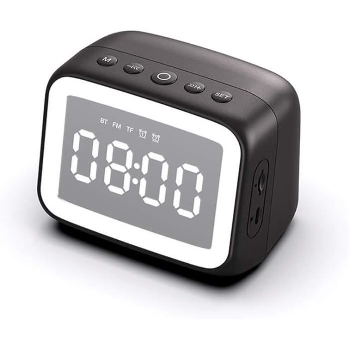 Radio-Réveil Chevet Bluetooth 5.0 Double Alarme – Haut-Parleur Rechargeable FM Miroir Voyage