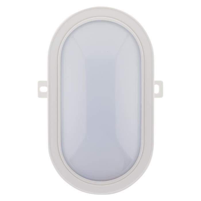 Hublot ovale LED 5,5W 450lm 4000k IP44 - Blanc - ELEXITY - Extérieur - Plastique - Résine - Electrique