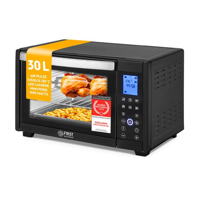 Mini Four électrique 30L Four à convection 1600W affichage Digital Four électrique compact Grille et Plaque de Four - Tzs First Austria