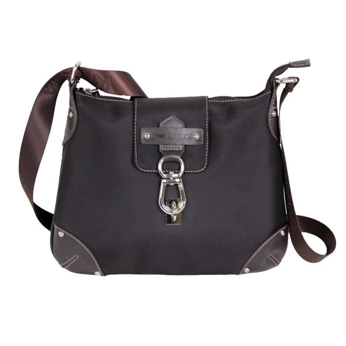 KATANA Sac bandoulière en nylon garni cuir réf 6717 marron (3