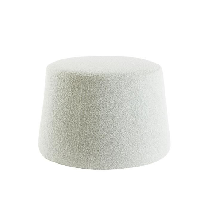 pouf lauryn - light & living - blanc bouclé - tissu en peluche - style scandinave moderne