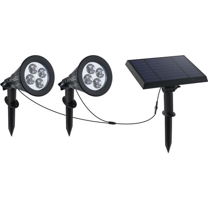 Double Spot Solaire Relie Avec Panneau Solaire Deporte 2 En 1 A Piquer Ou A Fixer Eclairage Puissant Led Blanc Dimmable Family Spiky Achat Vente Double Spot Solaire Relie Avec
