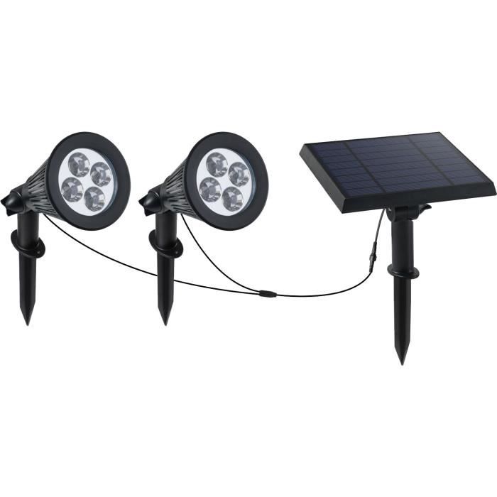Spot solaire LED - LUMI JARDIN - Family Spiky - 3 W - Blanc froid - PVC - Noir