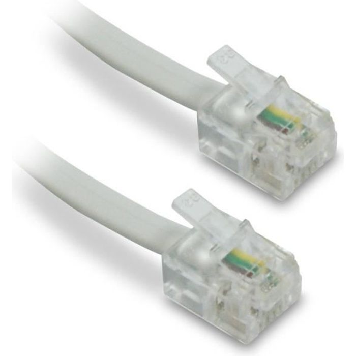 Generic Câble téléphonique RJ11 - Cordon Téléphone Fix ADSL 1,5M 3M 5M 10M  15M metres à prix pas cher