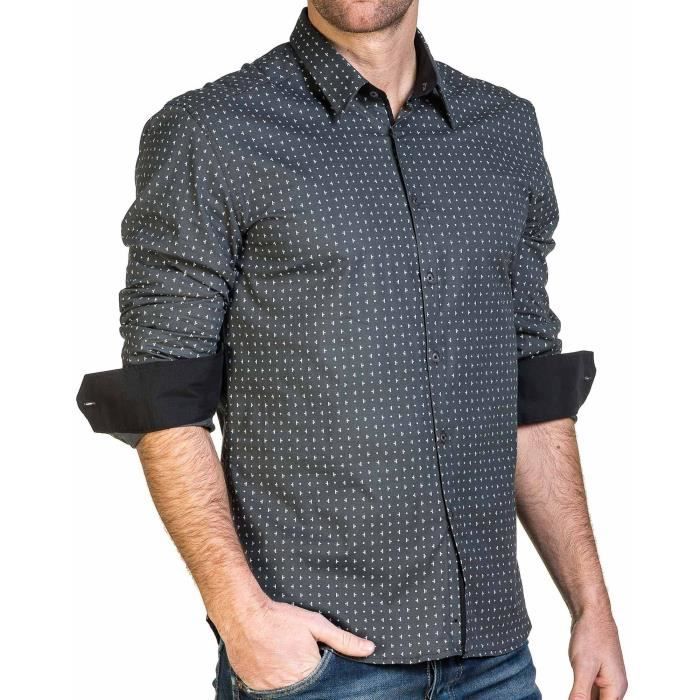 Chemise homme grise à motifs manches longues Gris - Cdiscount Prêt-à-Porter