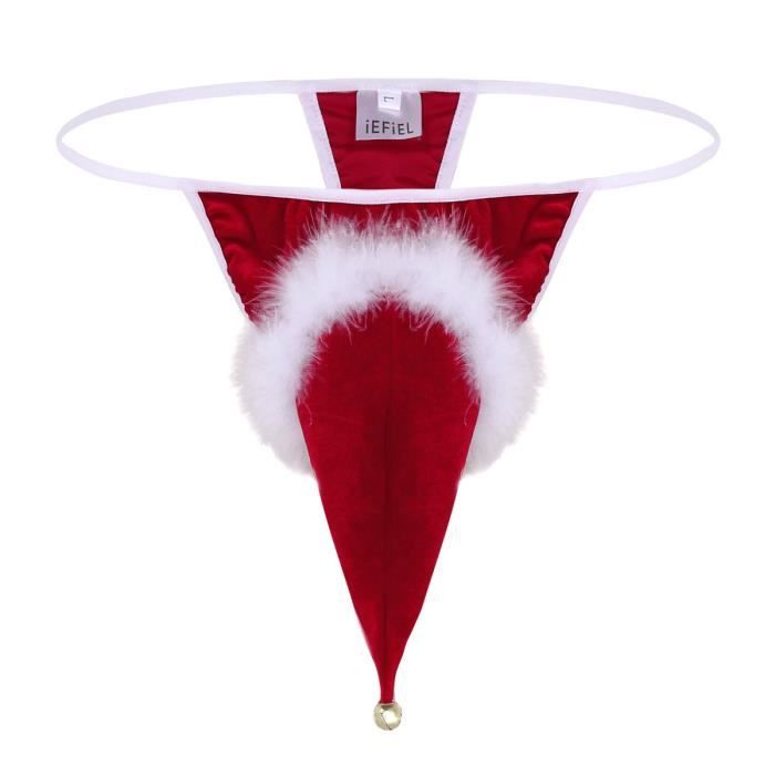 String Homme Sexy chapeau Noël velours cosplay G-Strings sous-vêtements