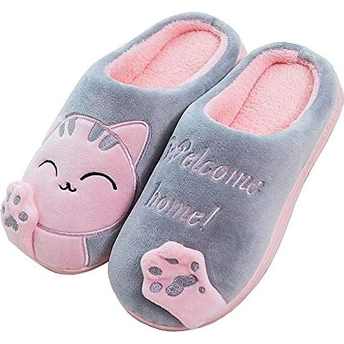 Chaussons D'intérieur Hiver Fourrure Peluche - Antidérapants, Mémoire De Forme, Pour Femme Et Homme - 7