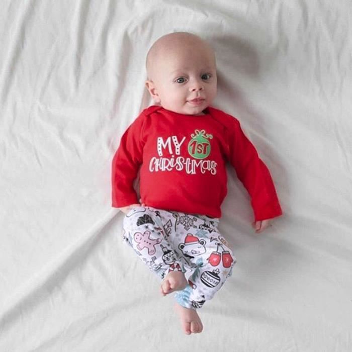 Robe 3PCS Noël Nouveau-né bébé Lettre Top cerf Cartoon Imprimer