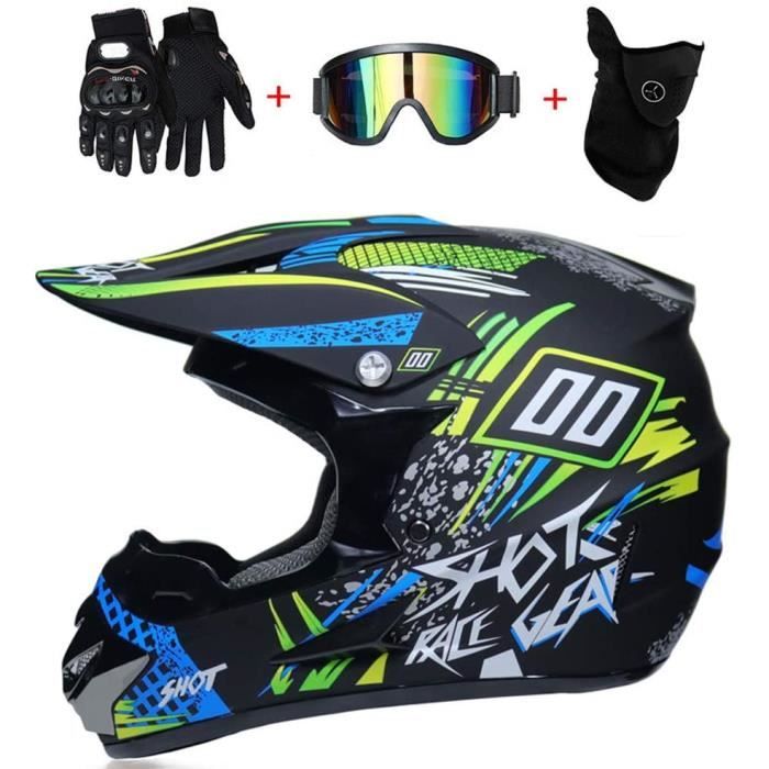 Casques de Moto-Cross & Masque Coupe-Vent & Gants & Goggles D.O.T Casque de  VTT Quad Standard pour Enfants - Cdiscount Auto