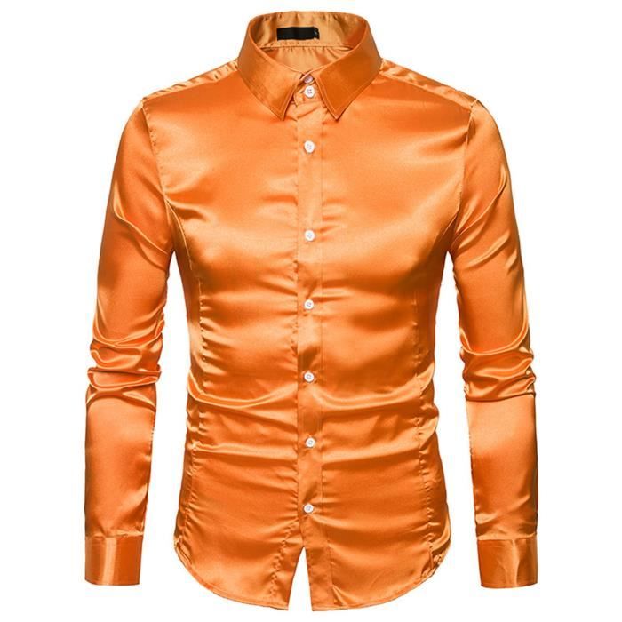Chemise Homme Brillante Motif Serpent Métallique - Col Kent, Slim, Manches Longues - 5