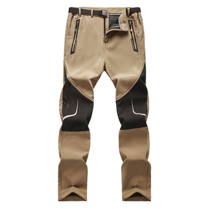 AUBIG Pantalon Randonnee Homme Hiver Pantalon Montagne Softshell Imperméable Pantalon Chaud Coupe-Vent Escalade S à 2XL