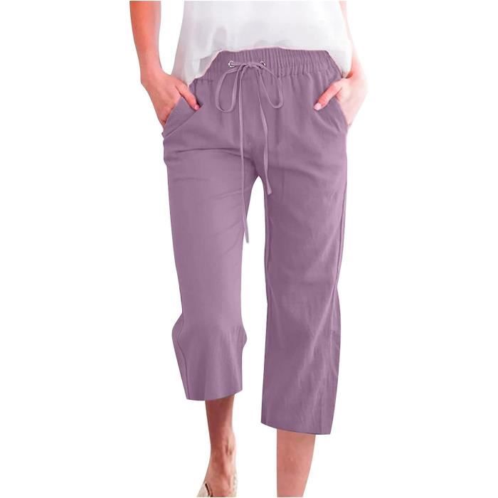 Femme D contract Pantalon Large en lastiqu e Taille avec Poches