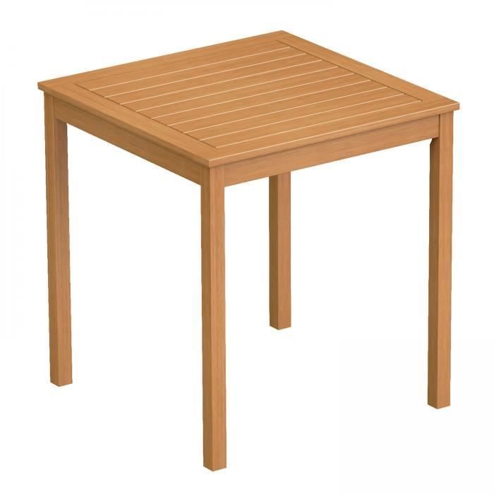 table bistrot carrée en bois d'eucalyptus - oviala - sete - bois massif - carré - marron - 70 x 70 x 75 cm